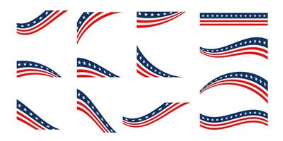 collection of stars and stripes flags vector
