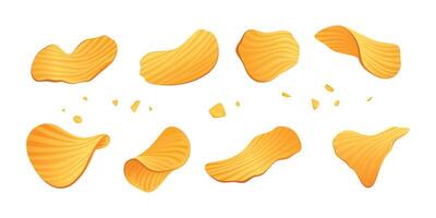 set of potato chips element vector