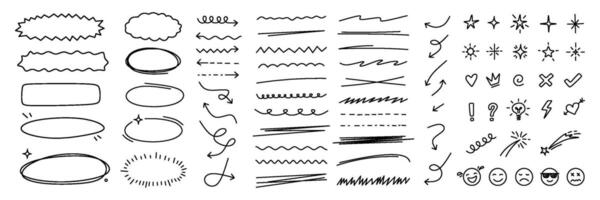 set of scribble doodle underline emphasis line with editable stroke vector