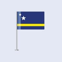 Isolated Curaao Table Flag on Pole, Curaaoan Flag Design for Print and Web vector
