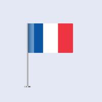 Isolated France Table Flag on Pole, French Flag Design for Print and Web vector