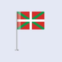 Isolated Basque Country Table Flag on Pole, Basque Flag Design for Print and Web vector