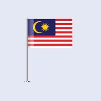 Isolated Malaysia Table Flag on Pole, Malaysian Flag Design for Print and Web vector