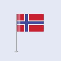 Isolated Norway Table Flag on Pole, Norwegian Flag Design for Print and Web vector