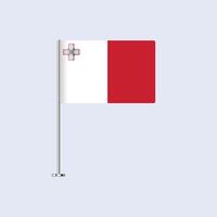 Isolated Malta Table Flag on Pole, Maltese Flag Design for Print and Web vector