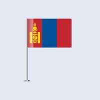 Isolated Mongolia Table Flag on Pole, Mongolian Flag Design for Print and Web vector