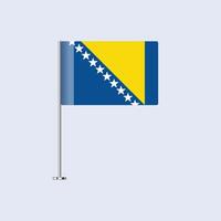 Isolated Bosnia and Herzegovina Table Flag on Pole, Bosnian Flag Design for Print and Web vector