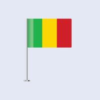 Isolated Mali Table Flag on Pole, Malian Flag Design for Print and Web vector
