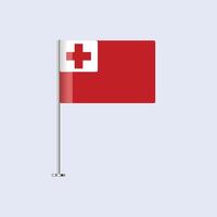 Isolated Tonga Table Flag on Pole, Tongan Flag Design for Print and Web vector