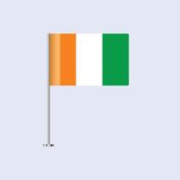 Isolated Ivory Coast Table Flag on Pole, Ivorian Flag Design for Print and Web vector