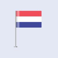 Isolated Netherlands Table Flag on Pole, Dutch Flag Design for Print and Web vector