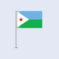 Isolated Djibouti Table Flag on Pole, Djiboutian Flag Design for Print and Web vector