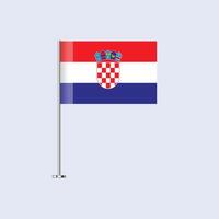 Isolated Croatia Table Flag on Pole, Croatian Flag Design for Print and Web vector