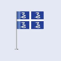Isolated Martinique Table Flag on Pole, Martiniquais Flag Design for Print and Web vector