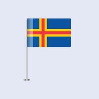 Isolated land Islands Table Flag on Pole, land Islands Flag Design for Print and Web vector