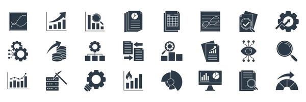 analysis icons set, Included icons as Big data, flow chart, Data report, pie chart and more symbols collection, logo isolated illustration vector