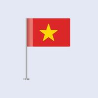 Isolated Vietnam Table Flag on Pole, Vietnamese Flag Design for Print and Web vector