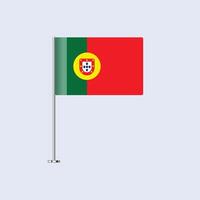 Isolated Portugal Table Flag on Pole, Portuguese Flag Design for Print and Web vector