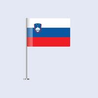 Isolated Slovenia Table Flag on Pole, Slovenian Flag Design for Print and Web vector