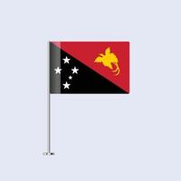 Isolated Papua New Guinea Table Flag on Pole, Papua New Guinean Flag Design for Print and Web vector