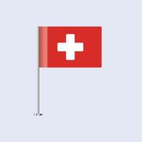 Isolated Switzerland Table Flag on Pole, Swiss Flag Design for Print and Web vector