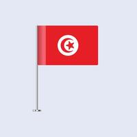 Isolated Tunisia Table Flag on Pole, Tunisian Flag Design for Print and Web vector