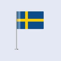 Isolated Sweden Table Flag on Pole, Swedish Flag Design for Print and Web vector