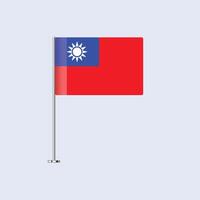 Isolated Taiwan Table Flag on Pole, Taiwanese Flag Design for Print and Web vector