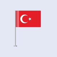Isolated Turkey Table Flag on Pole, Turkish Flag Design for Print and Web vector