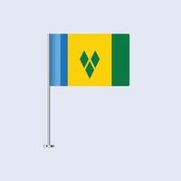 Isolated St Vincent Table Flag on Pole, Saint Vincentian Flag Design for Print and Web vector