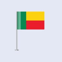Isolated Benin Table Flag on Pole, Beninese Flag Design for Print and Web vector