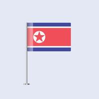Isolated North Korea Table Flag on Pole, North Korean Flag Design for Print and Web vector