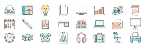 Workplace icons set, Included icons as Bar graph, Briefcase, Calendar, Clipboard and more symbols collection, logo isolated illustration vector