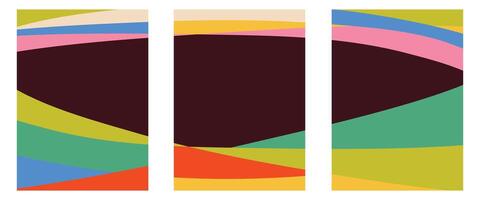 Set of Trend Colorful Abstract Geometric Wave Background vector