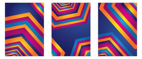 Set of abstract geometric hexagon pattern colorful vector