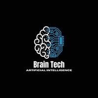 Brain Tech Artificial Intelligence Logo design vector