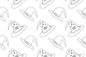 Seamless pattern of witch hats perfect for Halloween coloring pages. Fun and creative activity for kids and adults. vector
