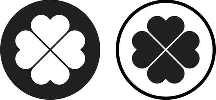 Clover leaf icon set in two styles isolated on white background . Clover icon vector