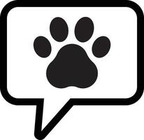 Speech bubble with paw print icon . Paw print icon in chat bubble . Dog paw icon with speech bubble . illustration vector