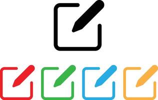 Colorful edit icon set in different colors . Edit content icon . Edit button icon vector