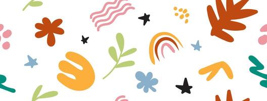 Abstract cute shape doodle fun hand drawn in seamless background. Fun illustration for children pattern design. vector