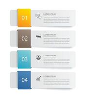 4 data infographics tab paper index template. Illustration abstract background. vector