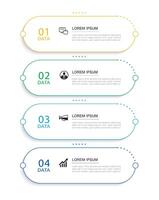 4 data infographics thin line index template. Illustration abstract background. Can be used for workflow layout, business step, banner, web design. vector