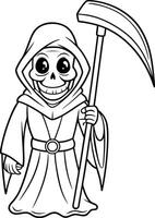 A Grim Reaper with a gentle smile and a cute scythe art vector
