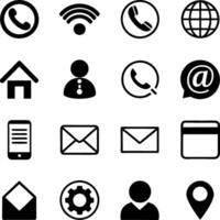 icons for circle Containing e-mail, phone, address, customer service, call, website, in a minimalist style on a white background vector