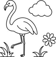 flamingo silhouette, exotic bird vector