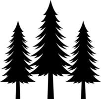 3 black pine trees together vector