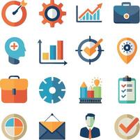 Elevate your professional projects with this set of 16 realistic business icons. vector