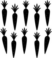 Carrots in different position silhouette design vector