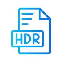 Hdr Document file gradient icon. format file type icons symbol, Extension, type data, illustration. vector